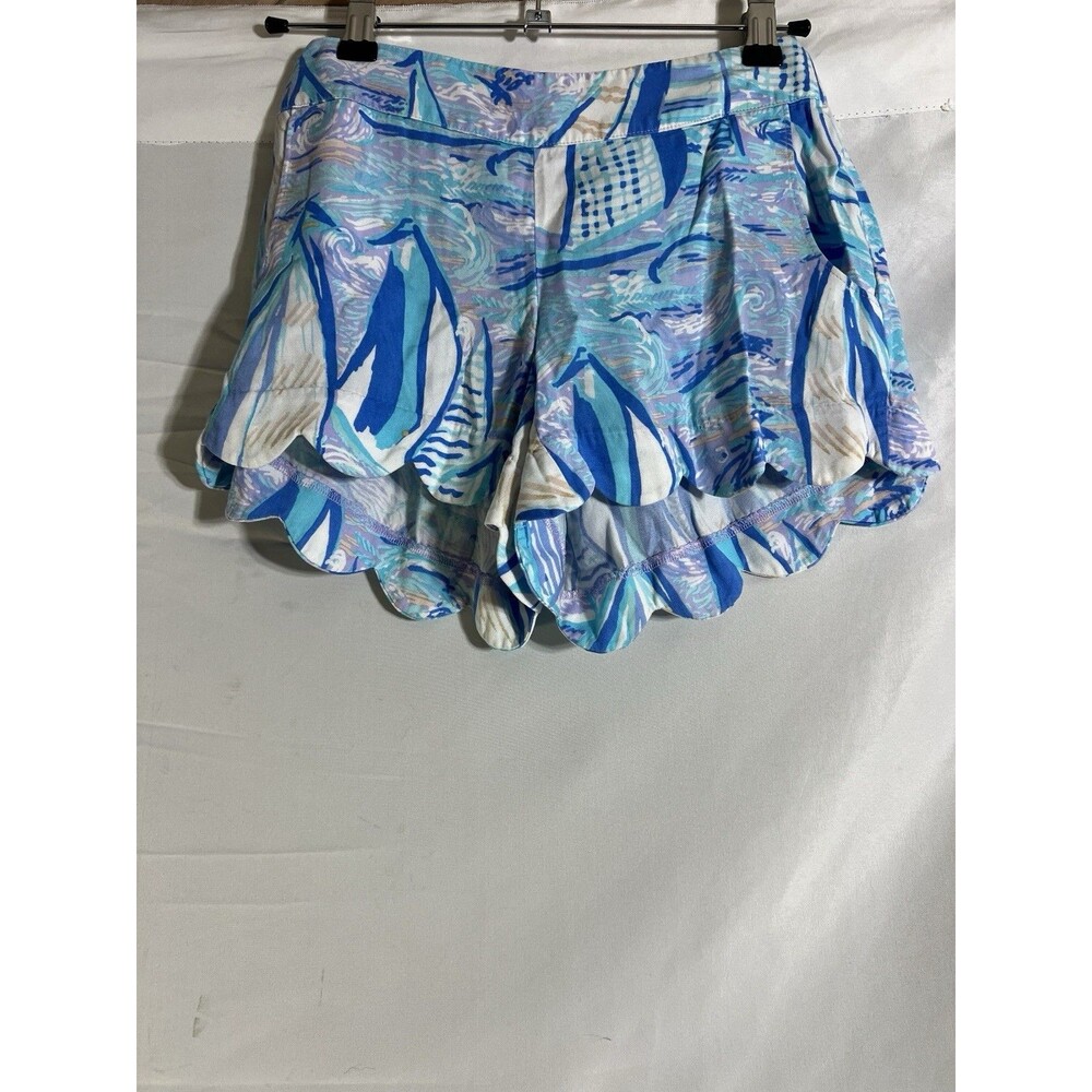 Lilly Pulitzer Dahlia Shorts Verbena Aboat Time Women’s Scalloped Lilac Blue XS
